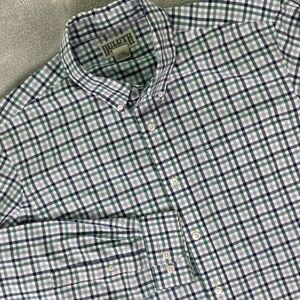Duluth Trading Co Men's Button Down Shirt Size L Tall Green Blue Plaid Cotton